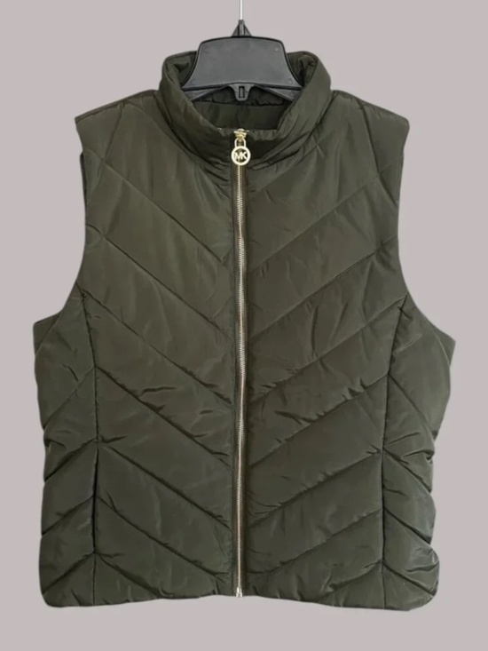 Michael Kors Jackets & Blazers - NWT Michael Kors Chevron Ivy Green Puffy Quilted Vest - Sz S - MSRP $125